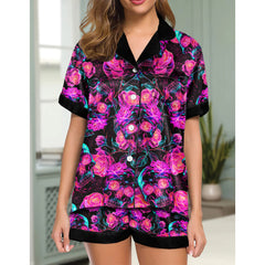 Chic and stylish women's pajama set with unique design prints and statement sleeves, Soft and luxurious fabrics make this pajama set perfect for bedtime or lounging at home.