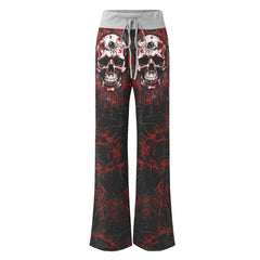 Dark Skull Horror Gothic Women's High-waisted Wide Leg Pants | Wonder Skull