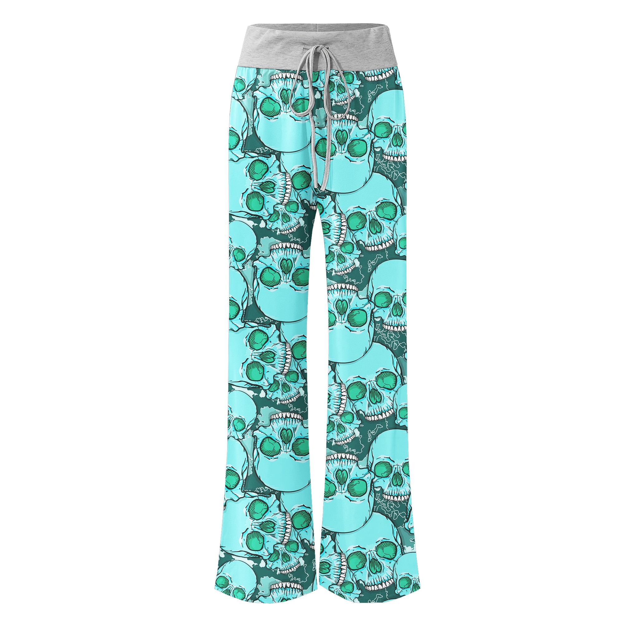Cyan Baby Skull Women's High-waisted Wide Leg Pants | Wonder Skull