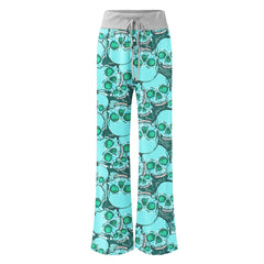 Cyan Baby Skull Women's High-waisted Wide Leg Pants | Wonder Skull