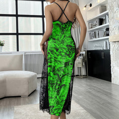 Green Effect Flow Skull Women's Lace Cami Sleepwear | Gothic, Punkrock, Lingerie for Women