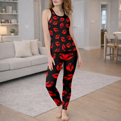 Dark Romance Lips Pattern Tanktop and Legging