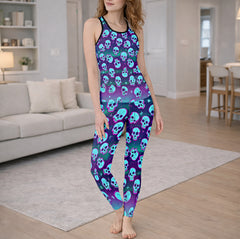 Static Wave Skull Pattern Tanktop and Leggings