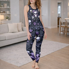 Nocturnal Skull Baroque Art Tanktop and Legging