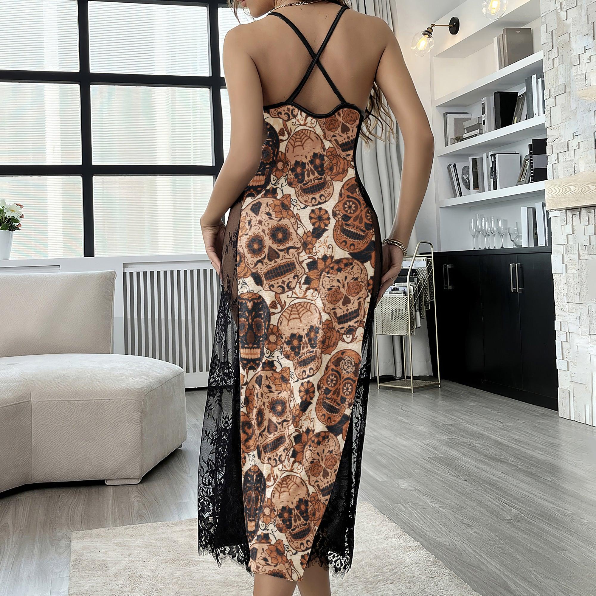 Brown Sugar Skull Flower Women's Lace Cami Sleepwear | Gothic, Punkrock, Lingerie for Women