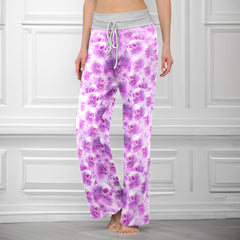 Pink Skull Cloud Pattern Women's High-waisted Wide Leg Pants