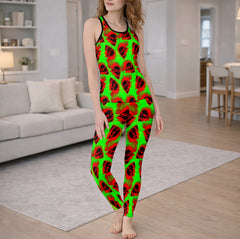Red Flaming Gothic Skull Tanktop and Legging