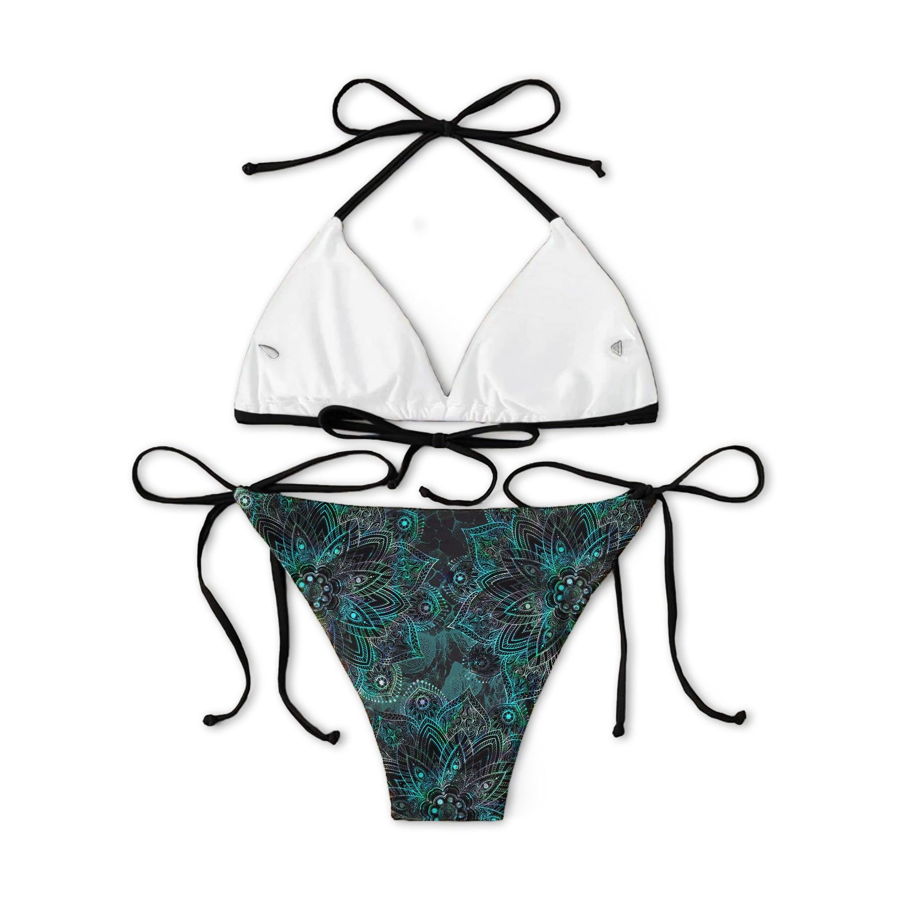 Cyan Skull Gothic Mandala Micro Triangle Bikini Swimsuit - Wonder Skull