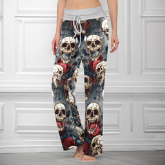Roses & Remains Skull Women's High-waisted Wide Leg Pants