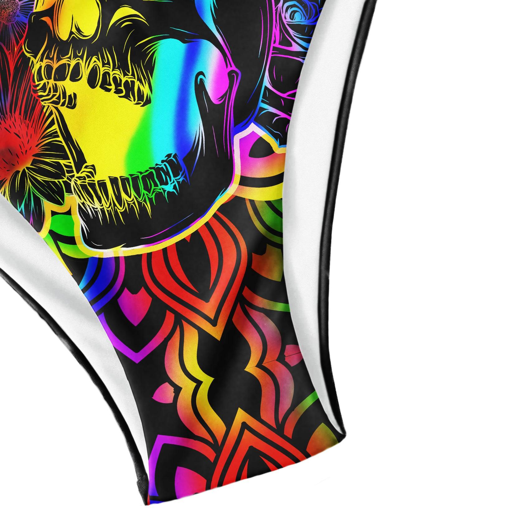 Neon Tiedye Mandala Skull Micro Triangle Bikini Swimsuit - Wonder Skull