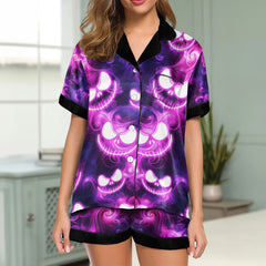 Purple Night Couple Women's Pajama Sets Top Sleeve & Short Bottom