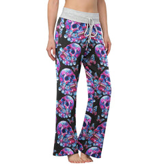 Skull Crystal Butterfly Women's High-waisted Wide Leg Pants | Wonder Skull
