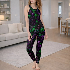 Phantom Grunge Skull Pattern Tanktop and Leggings