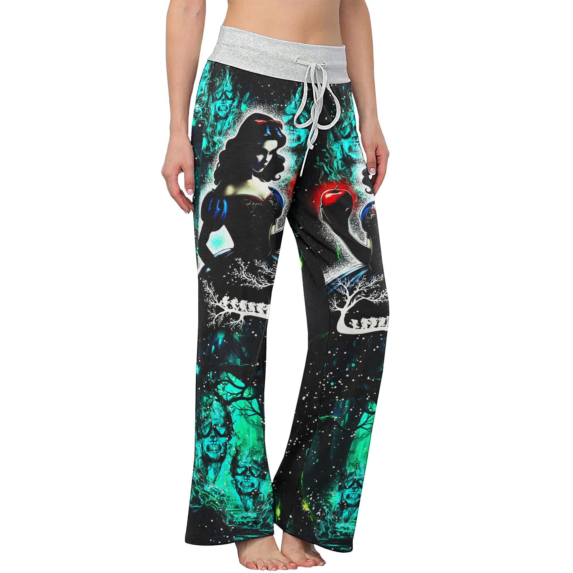 Dark Green Theme Women's High-waisted Wide Leg Pants | Wonder Skull
