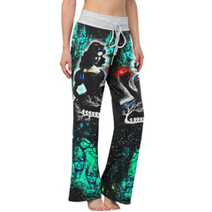 Dark Green Theme Women's High-waisted Wide Leg Pants | Wonder Skull