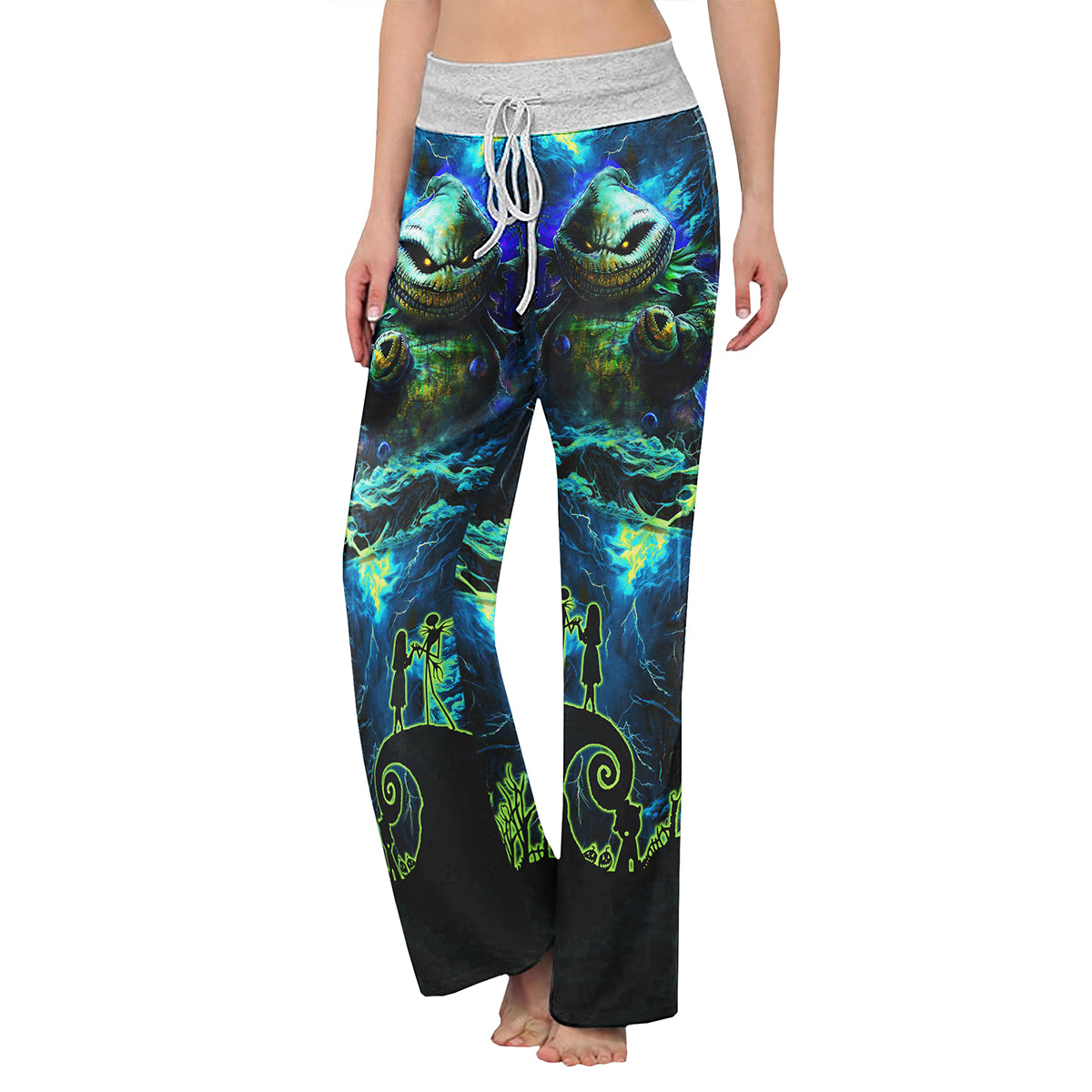 Nightmare Art Theme Women's High-waisted Wide Leg Pants | Wonder Skull