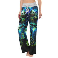 Nightmare Art Theme Women's High-waisted Wide Leg Pants | Wonder Skull