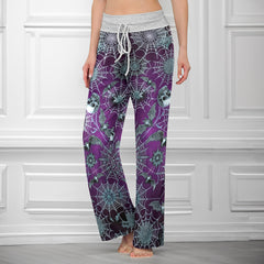 Purple Mist Skull Realm Women's High-waisted Wide Leg Pants