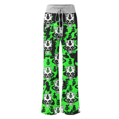 Black Green Devil Brush Women's High-waisted Wide Leg Pants | Wonder Skull