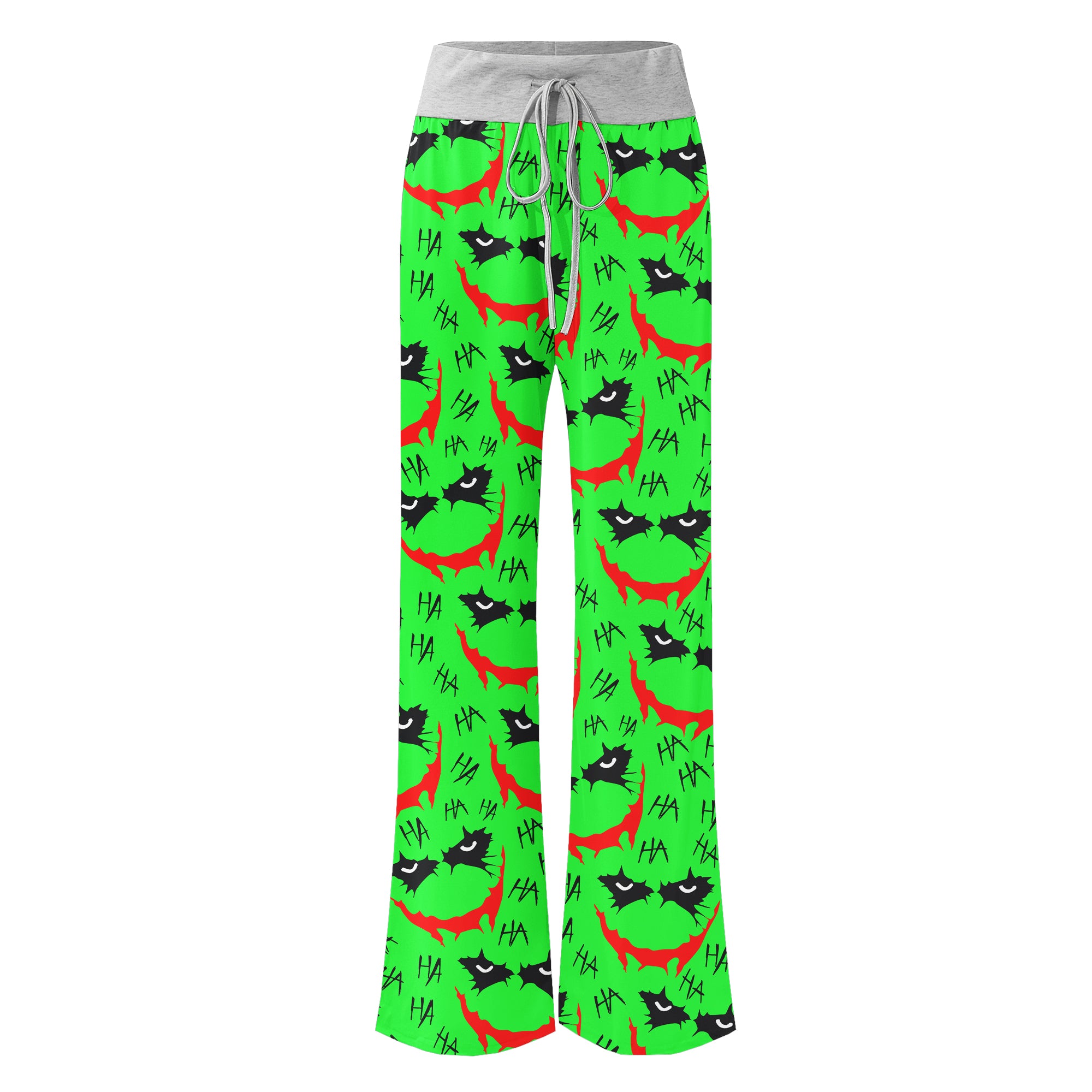 Green Smile Horror Women's High-waisted Wide Leg Pants | Wonder Skull