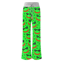 Green Smile Horror Women's High-waisted Wide Leg Pants | Wonder Skull