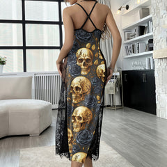 Golden Skull Rose Gothic Women's Lace Cami Sleepwear