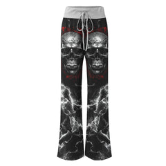 Skull Silver Thunder Art Women's High-waisted Wide Leg Pants | Wonder Skull