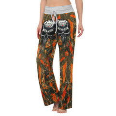 Hunting Camouflage Skull Women's High-waisted Wide Leg Pants | Wonder Skull