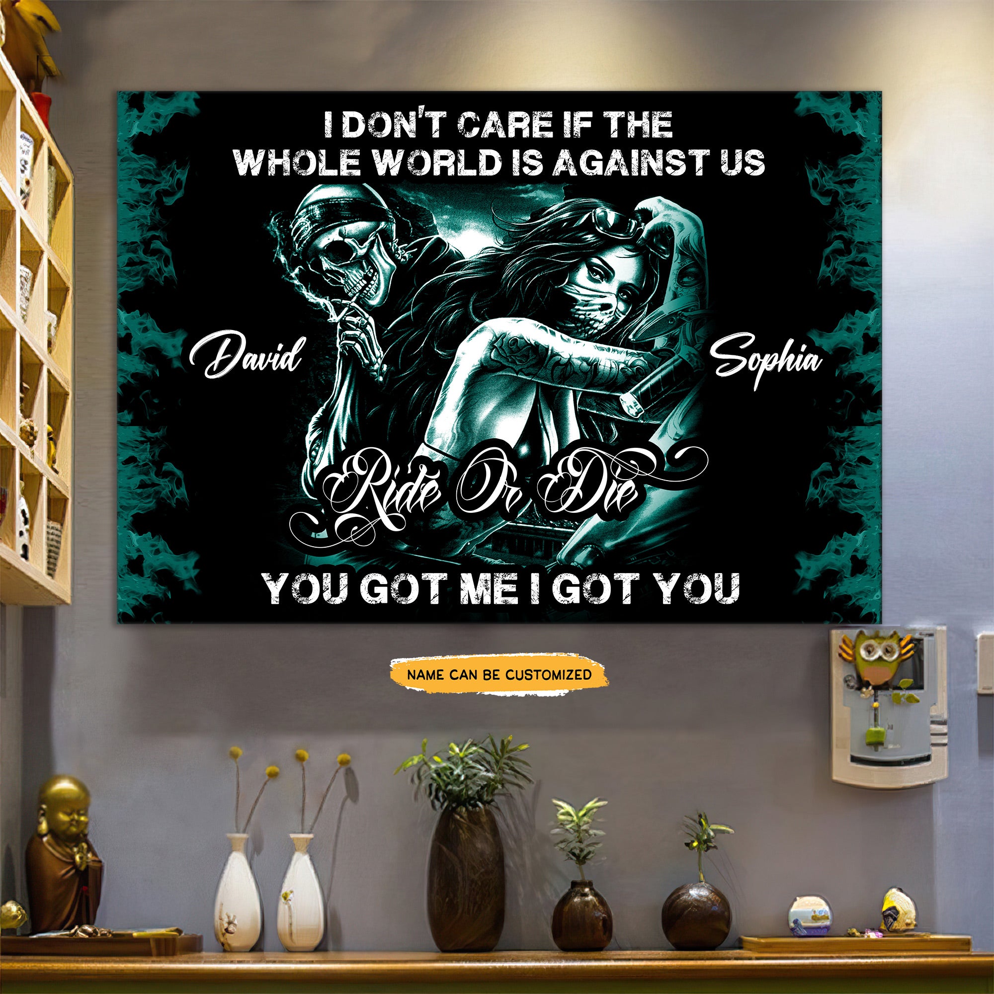 You Got Me Drive - Custom Personalized Names Gothic Skull And Roses Canvas