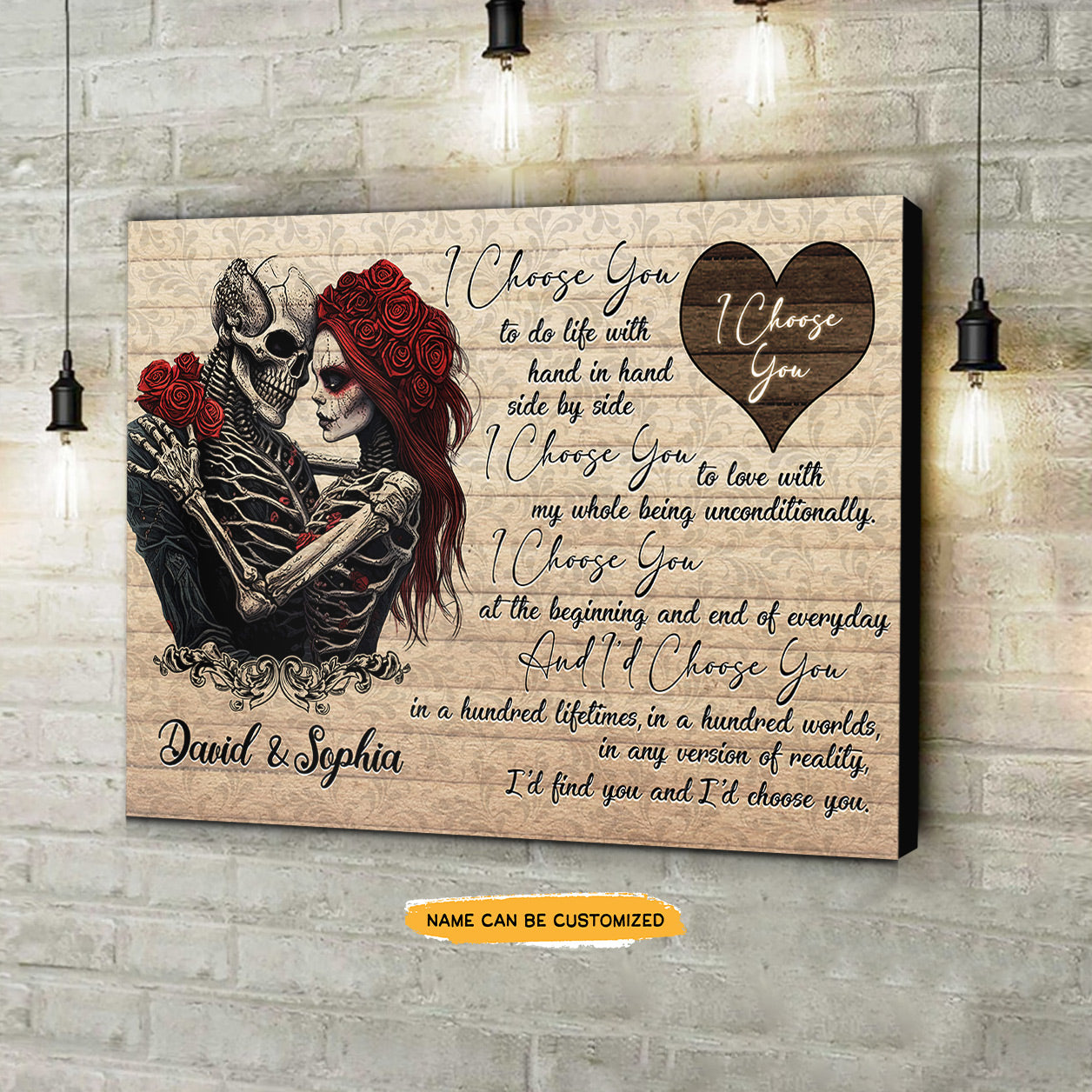 To Do Life - Custom Personalized Names Gothic Skull And Roses Canvas