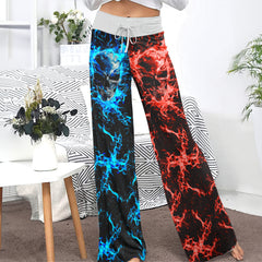 Eternal Flame Skull Art Women's High-waisted Wide Leg Pants