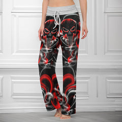Abstract Swirl Skull Women's High-waisted Wide Leg Pants