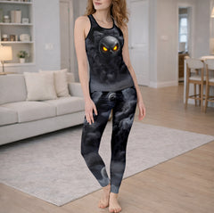 Smoke Cybernetic Skull Art Tanktop and Leggings