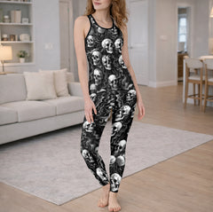 Phantom Wave Skulls Pattern Tanktop and Leggings