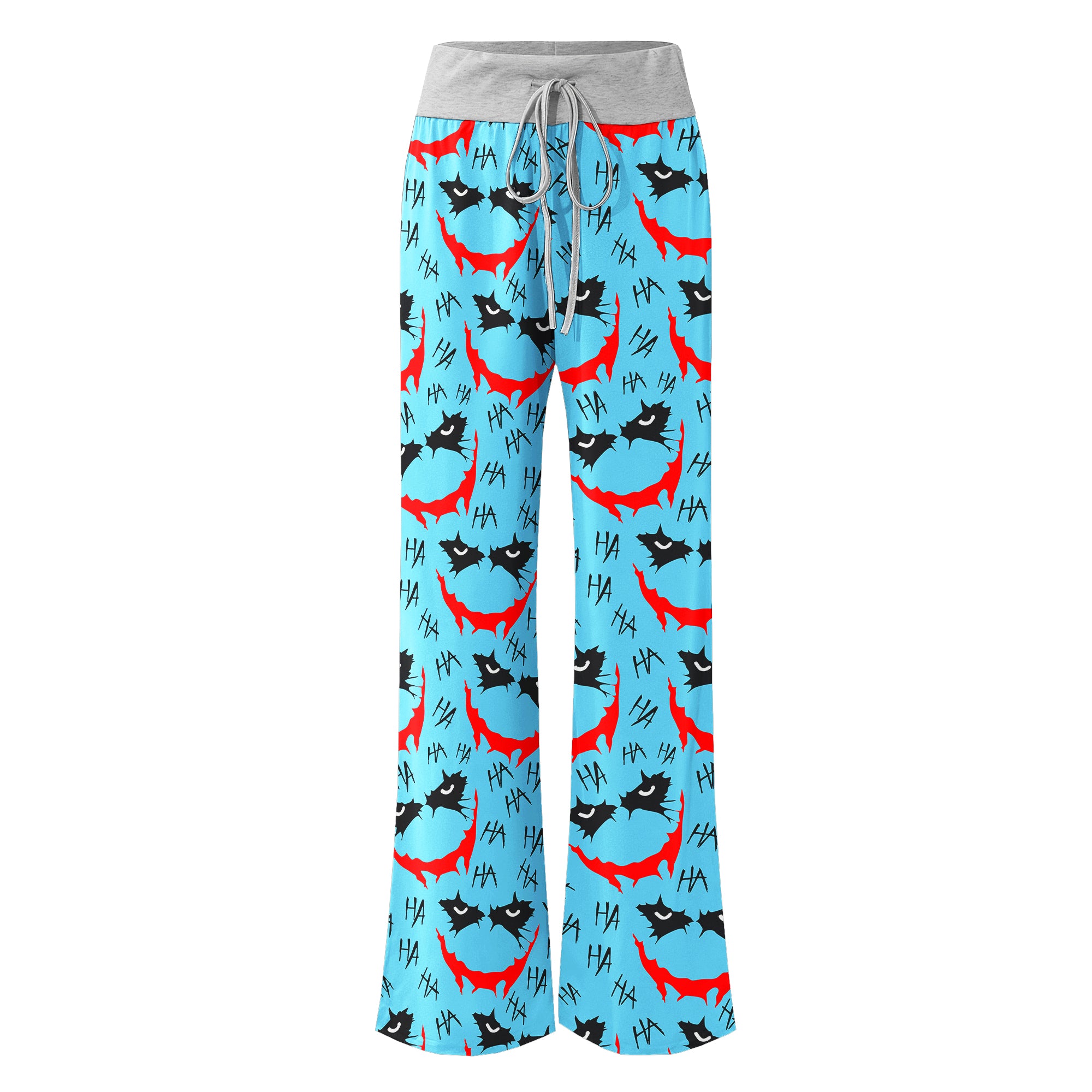 Blue Smile Horror Women's High-waisted Wide Leg Pants | Wonder Skull