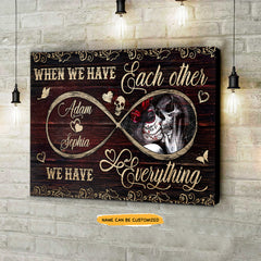 When We Have - Gothic Skull Rose Custom Personalized Canvas Anniversary Gift