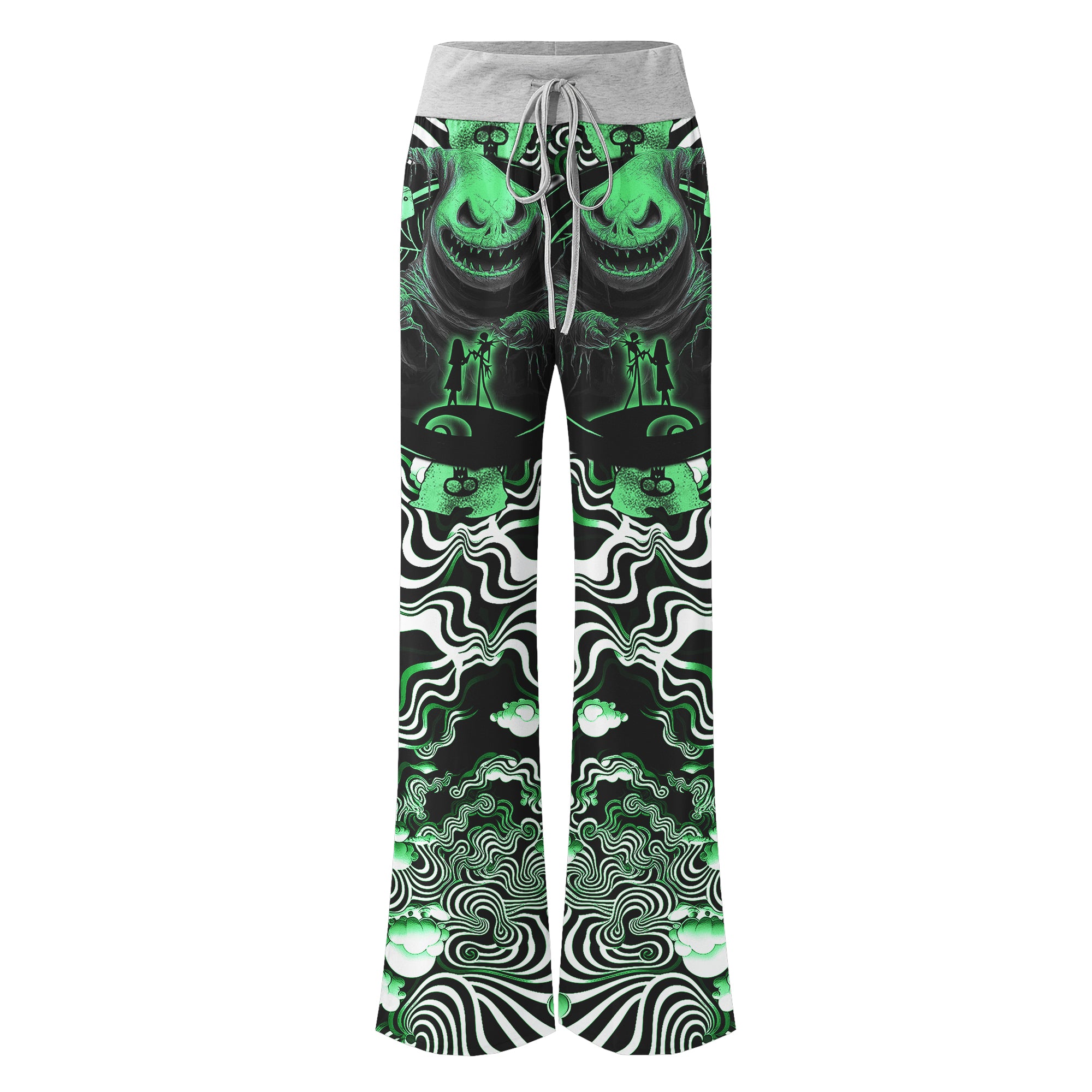 Green Nightmare Art Effect Women's High-waisted Wide Leg Pants | Wonder Skull