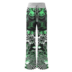 Green Nightmare Art Effect Women's High-waisted Wide Leg Pants | Wonder Skull