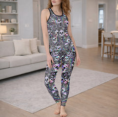 Holo Rose Skull Pattern Tanktop and Leggings