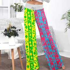 Twisted Geometry Skull Diamond Women's High-waisted Wide Leg Pants