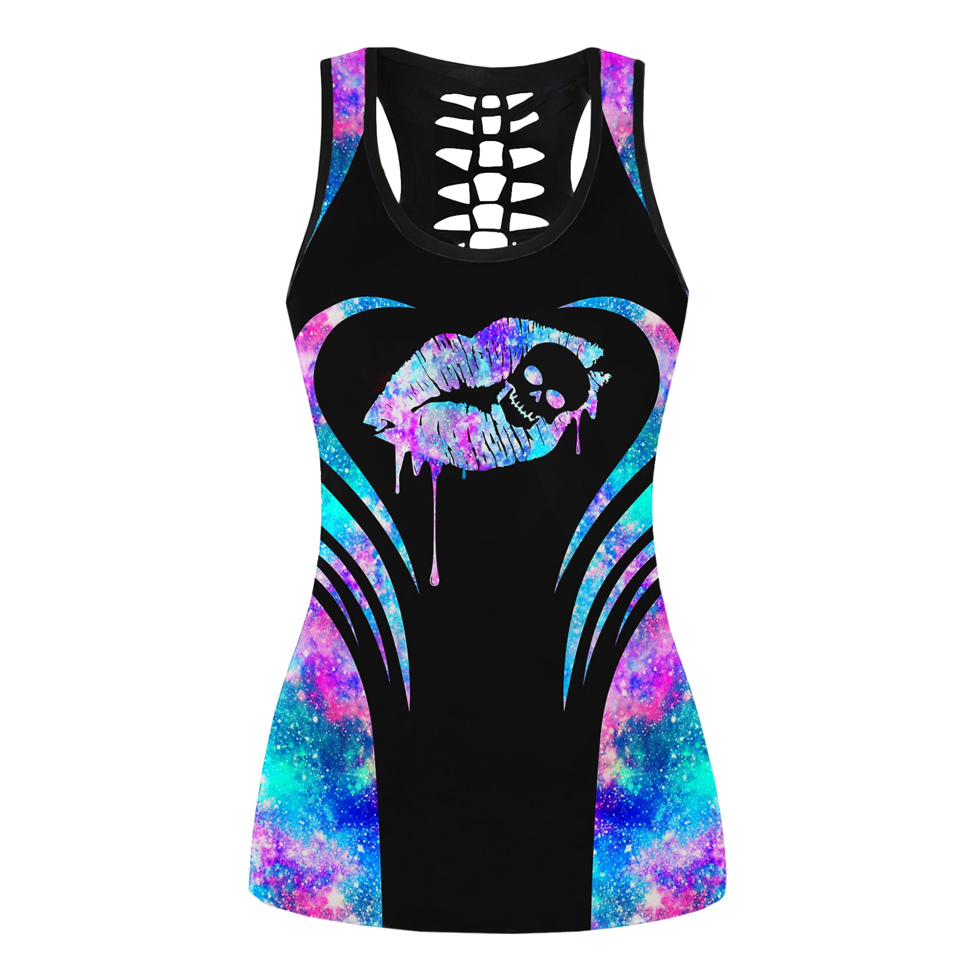 Unique horror-themed fashion ensemble: tanktop and leggings