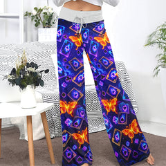 Neon Ethereal Butterfly Gamble Women's High-waisted Wide Leg Pants