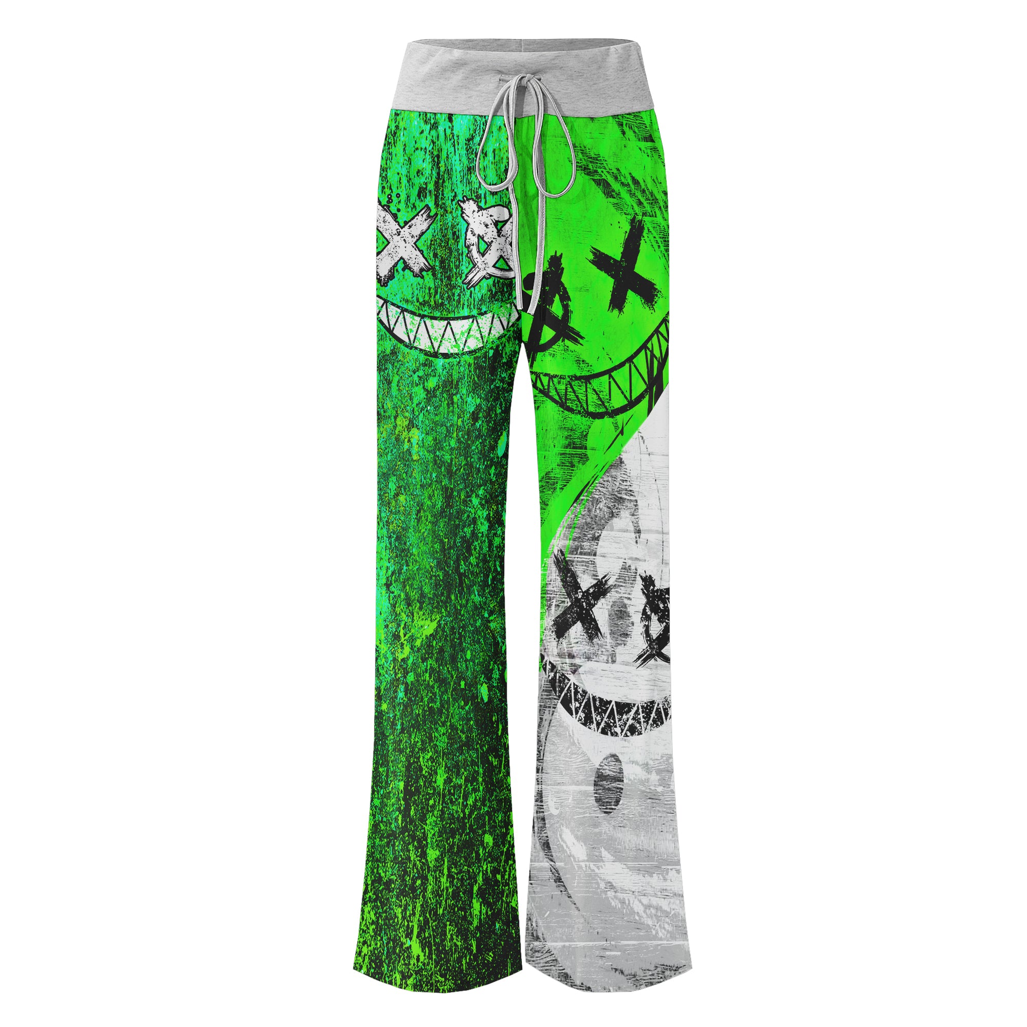 Psycho Green Grunge Women's High-waisted Wide Leg Pants | Wonder Skull