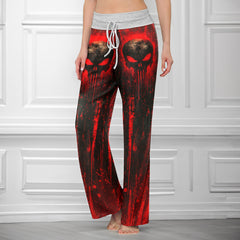 Bloodlust Skull Art Women's High-waisted Wide Leg Pants