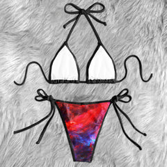 Gradiant Red Blue Psycho Skull Micro Triangle Bikini Swimsuit - Wonder Skull