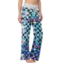 Rainbow Skull Rose Caro Women's High-waisted Wide Leg Pants | Wonder Skull