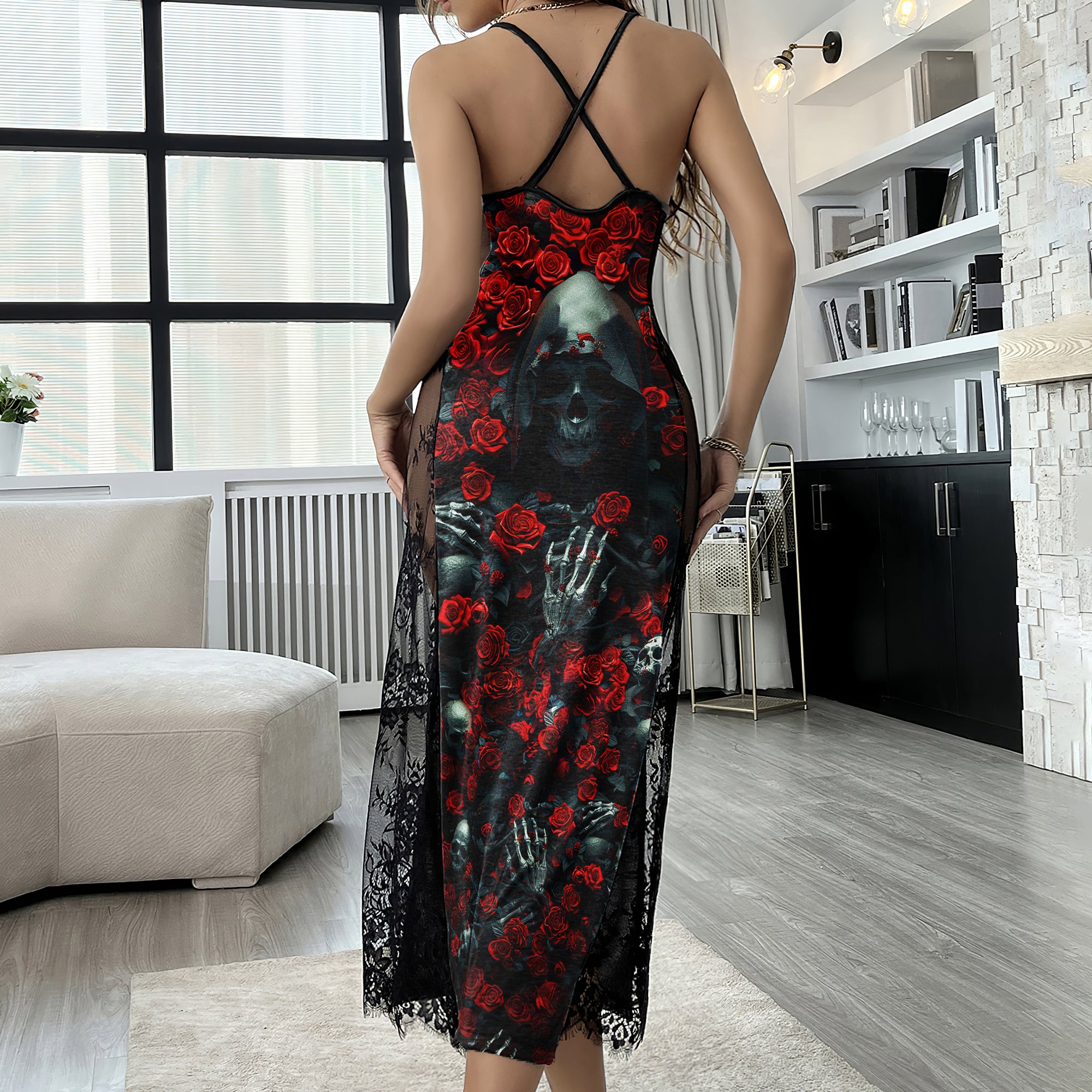 Grim Reaper Rose Women's Lace Cami Sleepwear | Gothic, Punkrock, Lingerie for Women