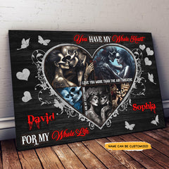 My Whole Heart - Custom Personalized Names Gothic Skull And Roses Canvas