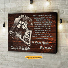 Love You More - Custom Personalized Names Gothic Skull And Roses Canvas