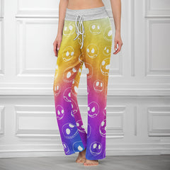 Pastel Nigthmare Pattern Women's High-waisted Wide Leg Pants